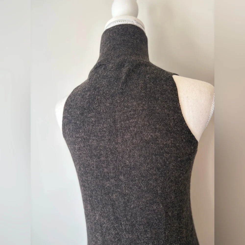 Zara Asymmetrical Wool Alpaca Long Tunic Sleeveless Turtleneck Sweater Medium - Picture 6 of 15